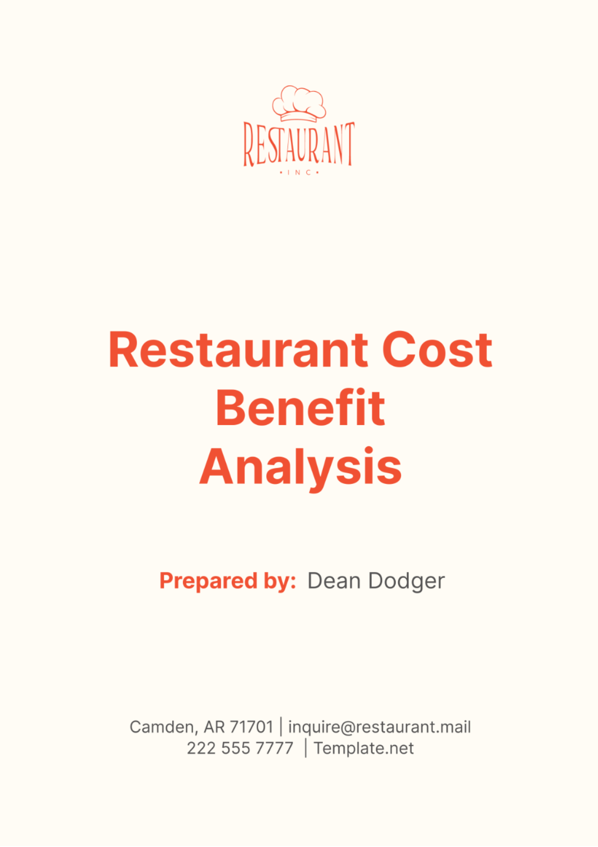 Free Restaurant Cost Benefit Analysis Template