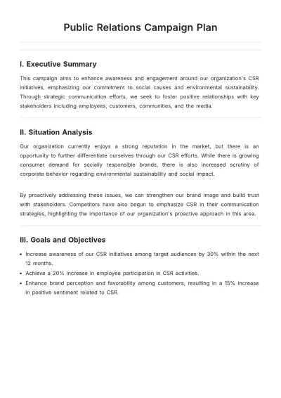 Free Public Relations Campaign Plan Template to Edit Online