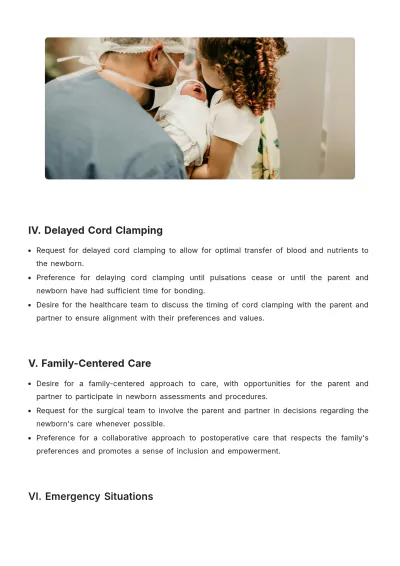 Free Gentle Cesarean Birth Plan Template to Edit Online