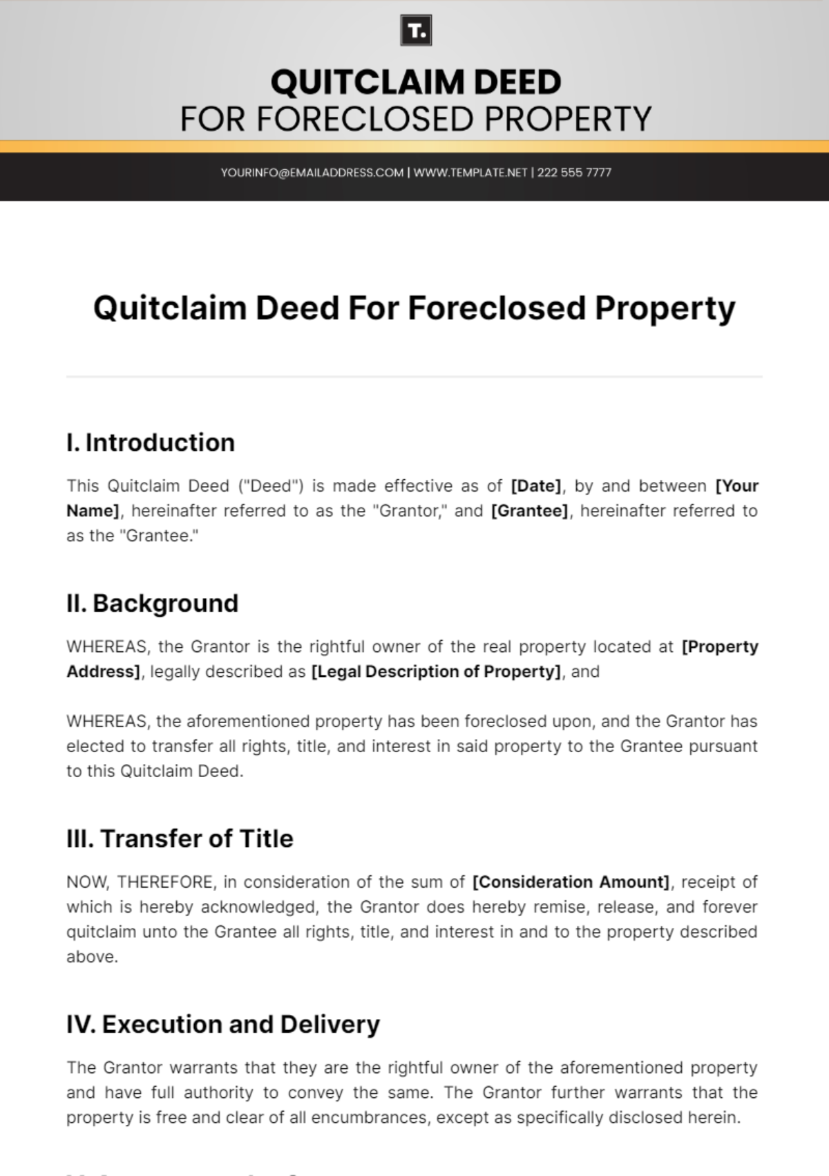 Quitclaim Deed For Foreclosed Property Template - Edit Online & Download