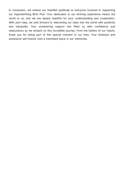 Free Hypnobirthing Birth Plan Template to Edit Online