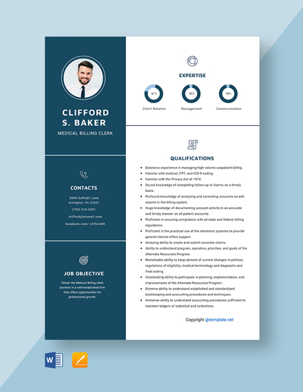 Medical Billing Specialist Resume - Download in Word, Apple Pages ...