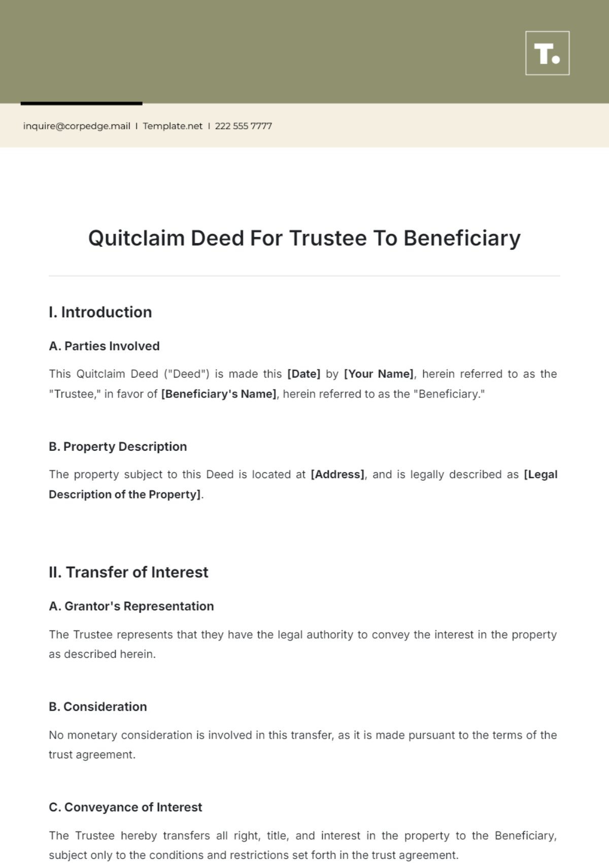 Quitclaim Deed For Trustee To Beneficiary Template - Edit Online & Download