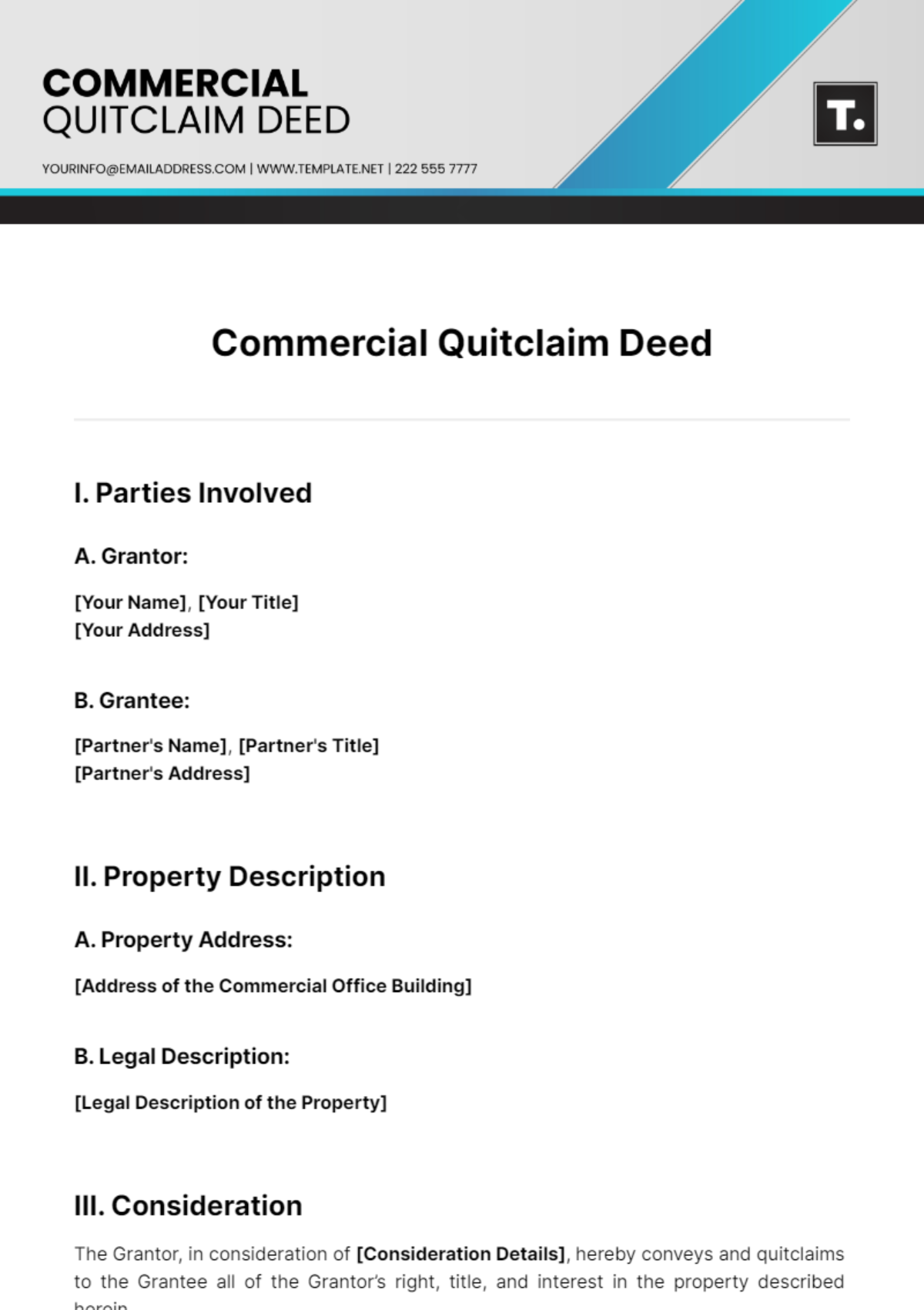 Commercial Quitclaim Deed Template - Edit Online & Download