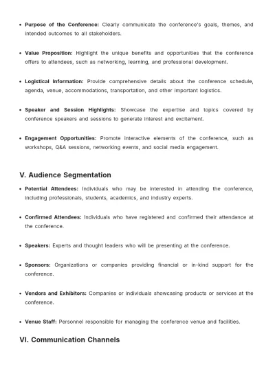 Free Conference Communication Plan Template to Edit Online
