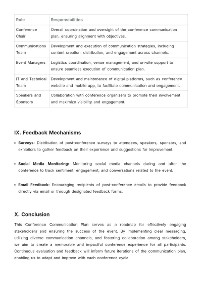 Free Conference Communication Plan Template to Edit Online