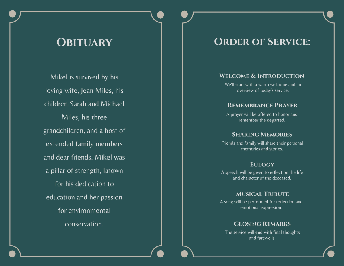 Free Funeral Memorial Bi-Fold Brochure Template to Edit Online