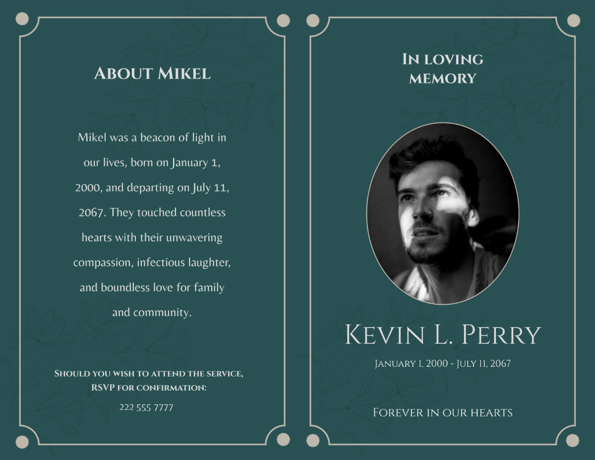 Funeral Memorial Bi-Fold Brochure