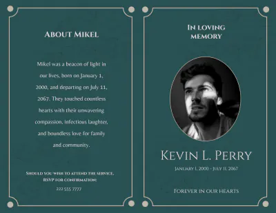 Free Funeral Memorial Bi-Fold Brochure Template to Edit Online