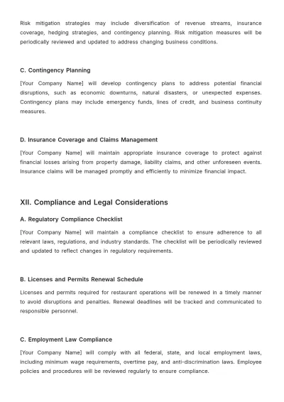 Free Restaurant Financial Policy Template to Edit Online