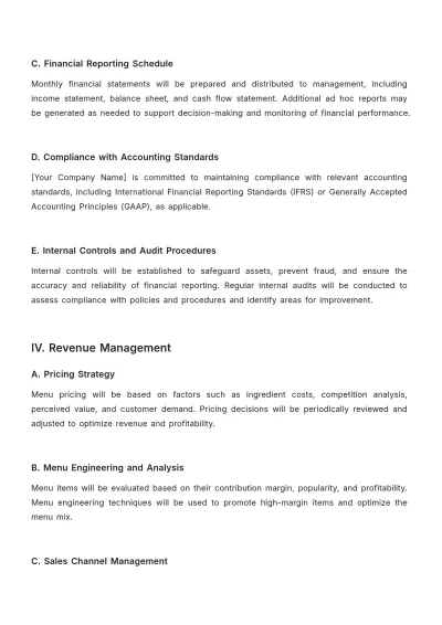 Free Restaurant Financial Policy Template to Edit Online