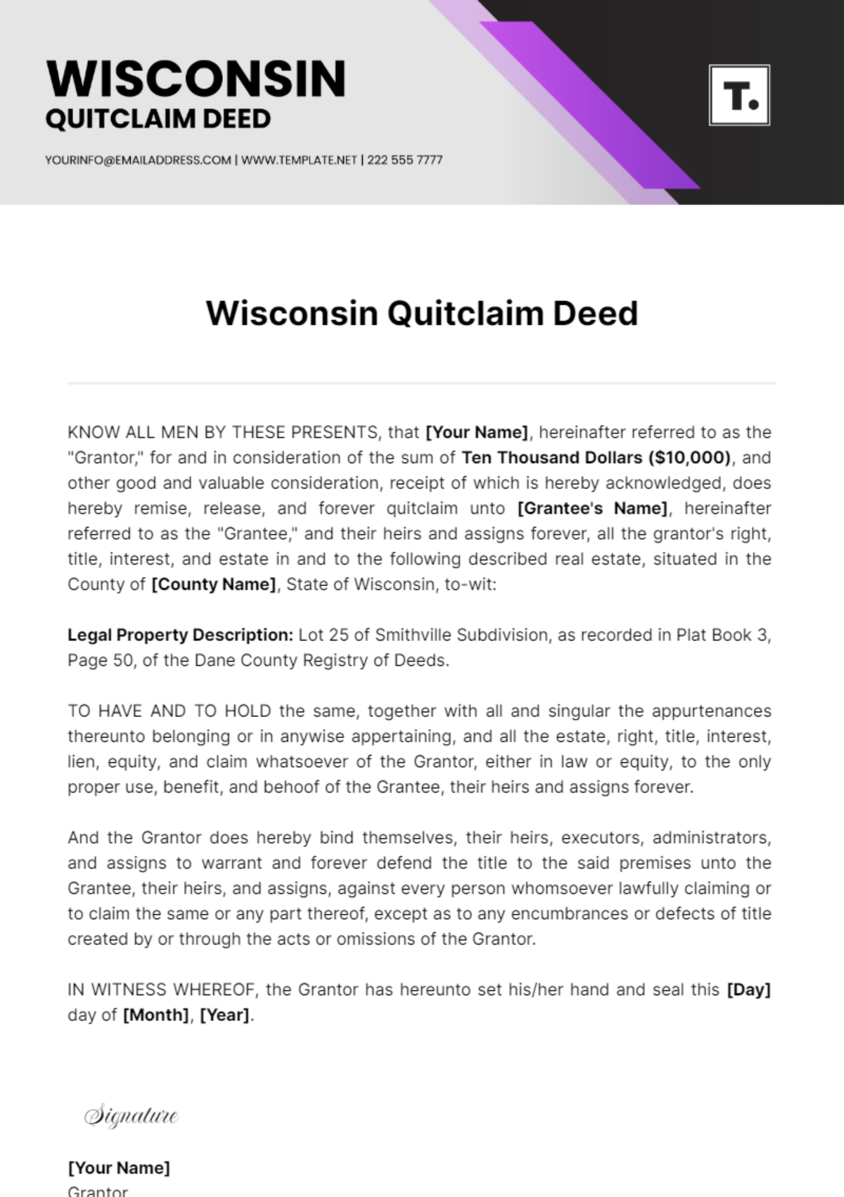 Wisconsin Quitclaim Deed Template - Edit Online & Download