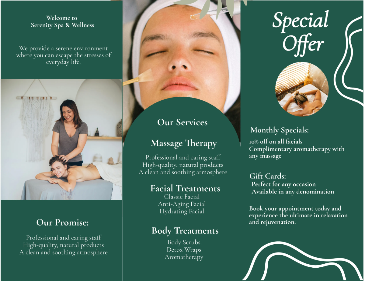Free Spa Brochure Template to Edit Online