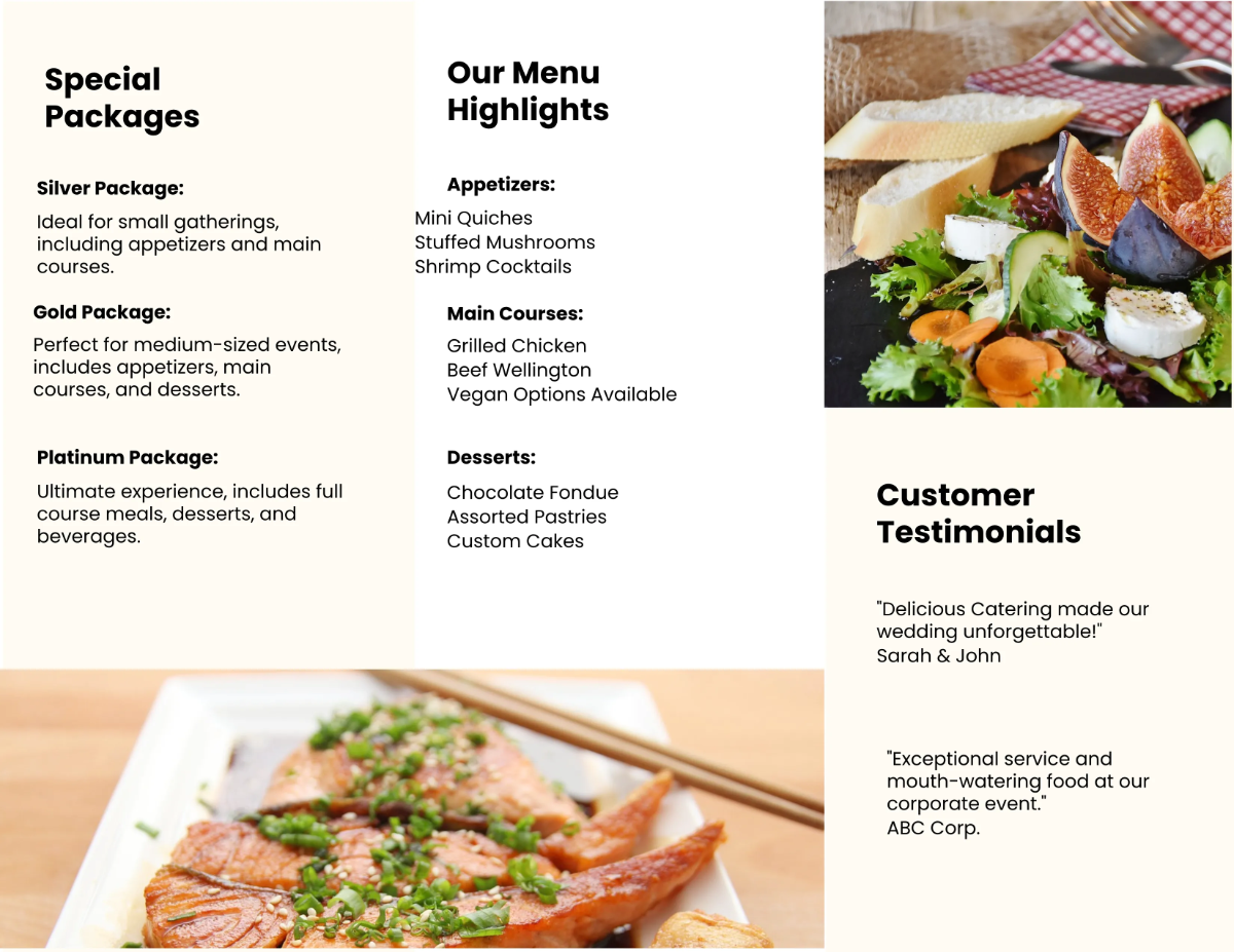 Free Food Catering Brochure Template to Edit Online