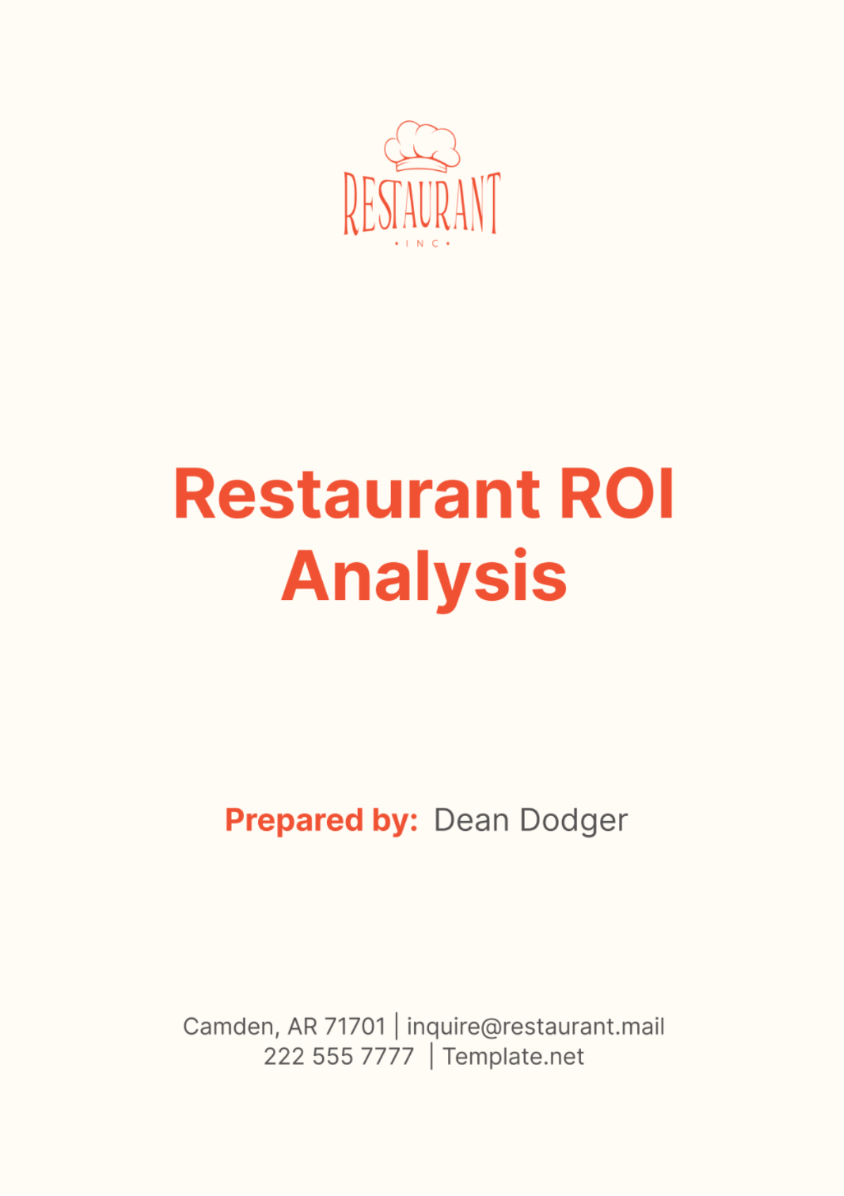 Restaurant ROI Analysis Template - Edit Online & Download