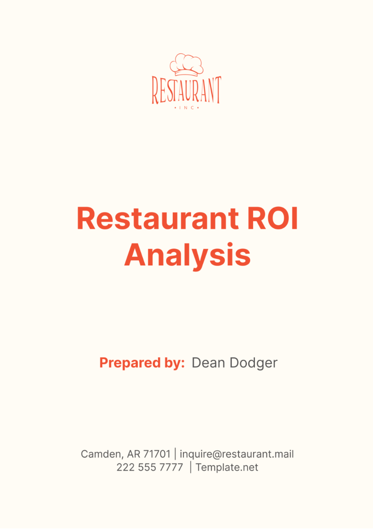 Free Restaurant ROI Analysis Template