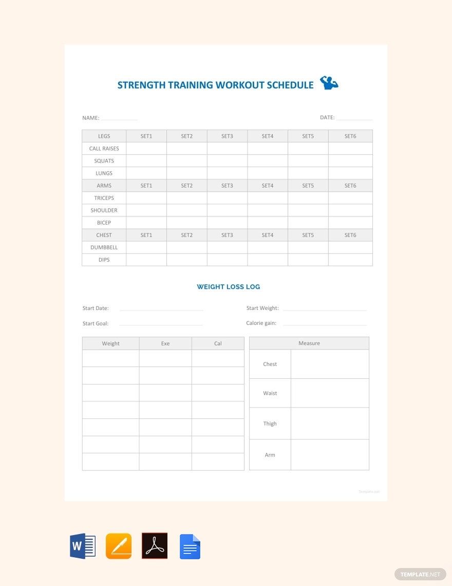 Strength Training Workout Schedule Template