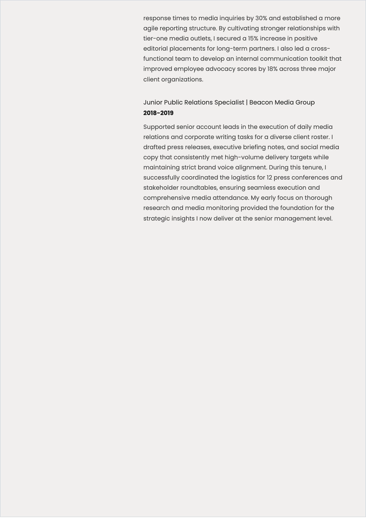 Free CV Client Communication ATS CV Half Cover Page Template