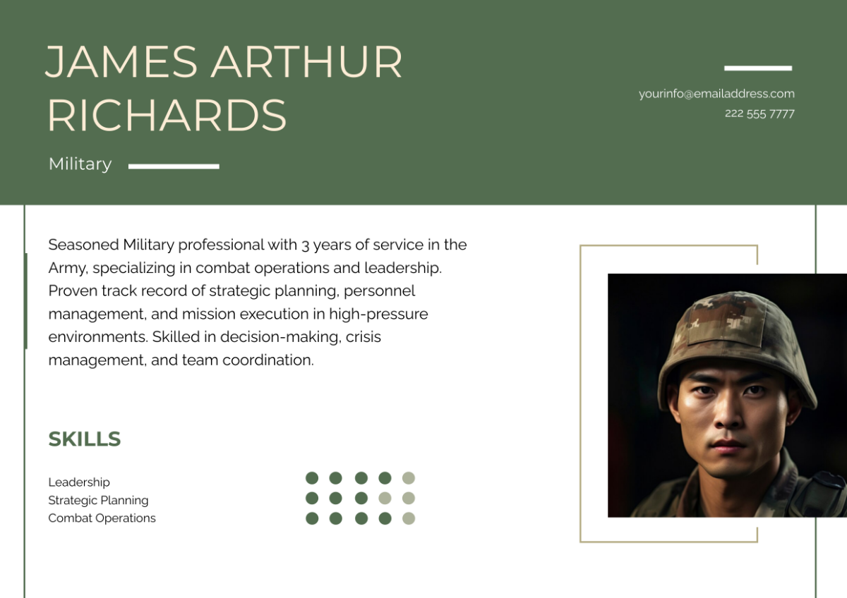 CV Military Half Cover Page Template