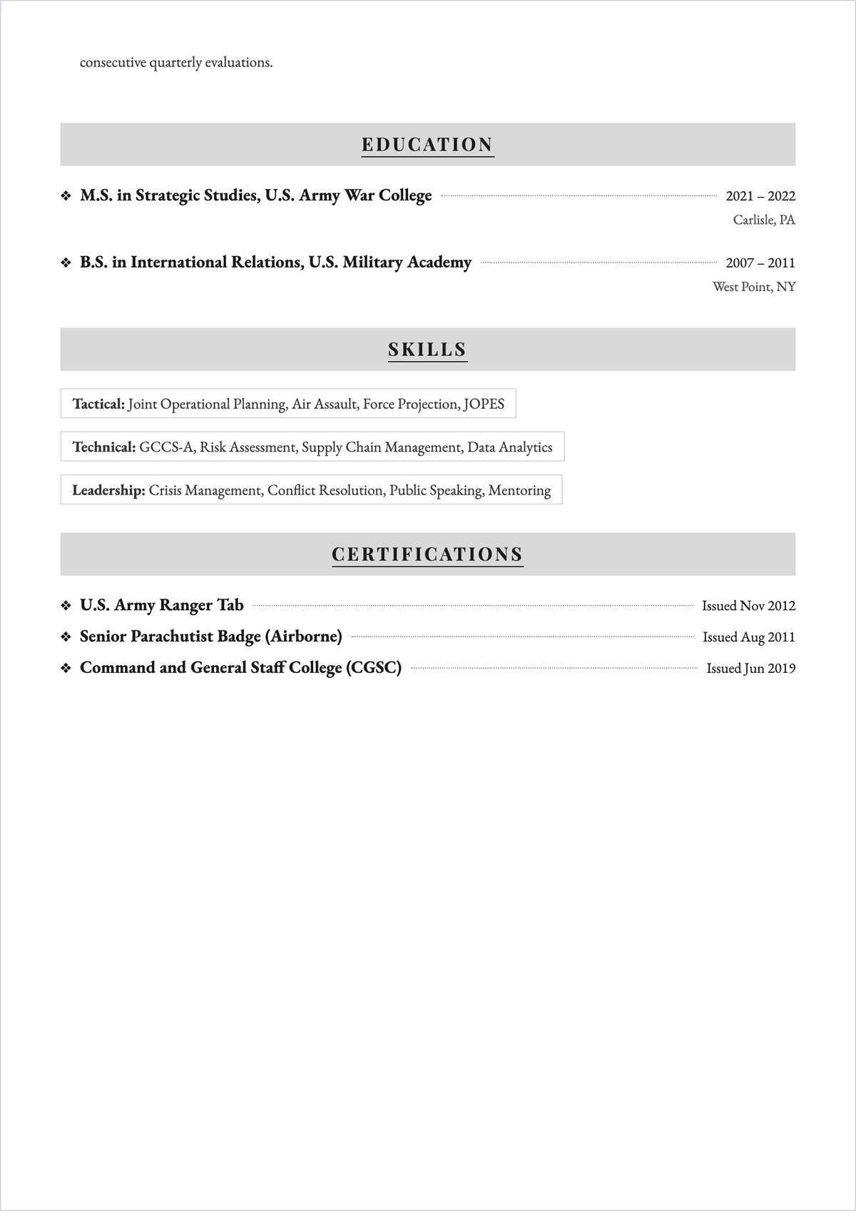 Free CV Military Half ATS CV Template, AI CV Builder