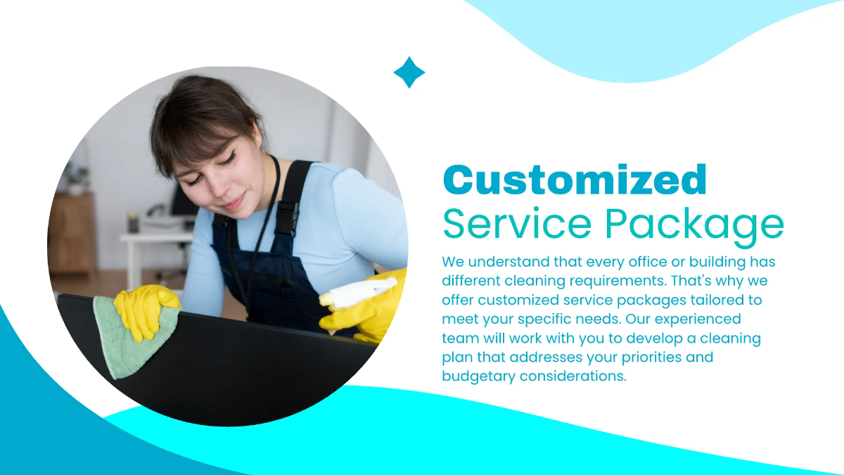 Free Janitorial Services for Offices and Buildings Presentation Template to Edit Online