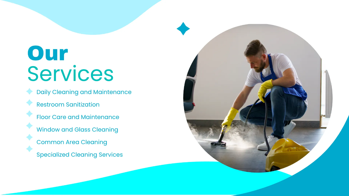Free Janitorial Services for Offices and Buildings Presentation Template to Edit Online