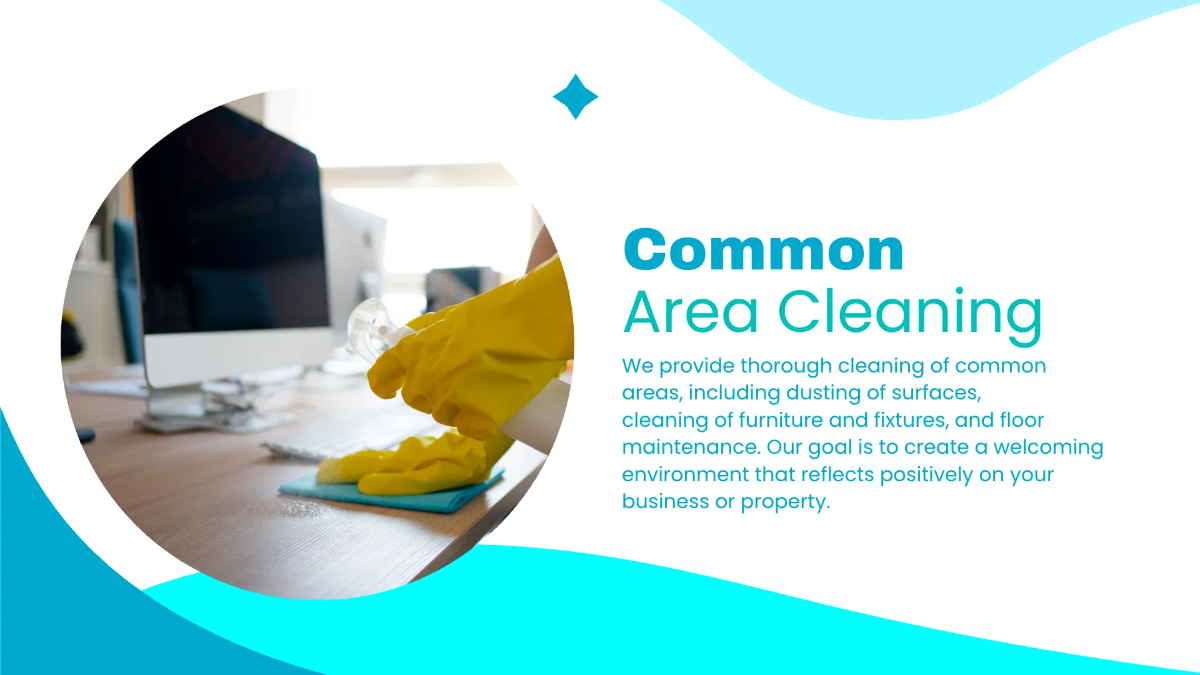 Free Janitorial Services for Offices and Buildings Presentation Template to Edit Online