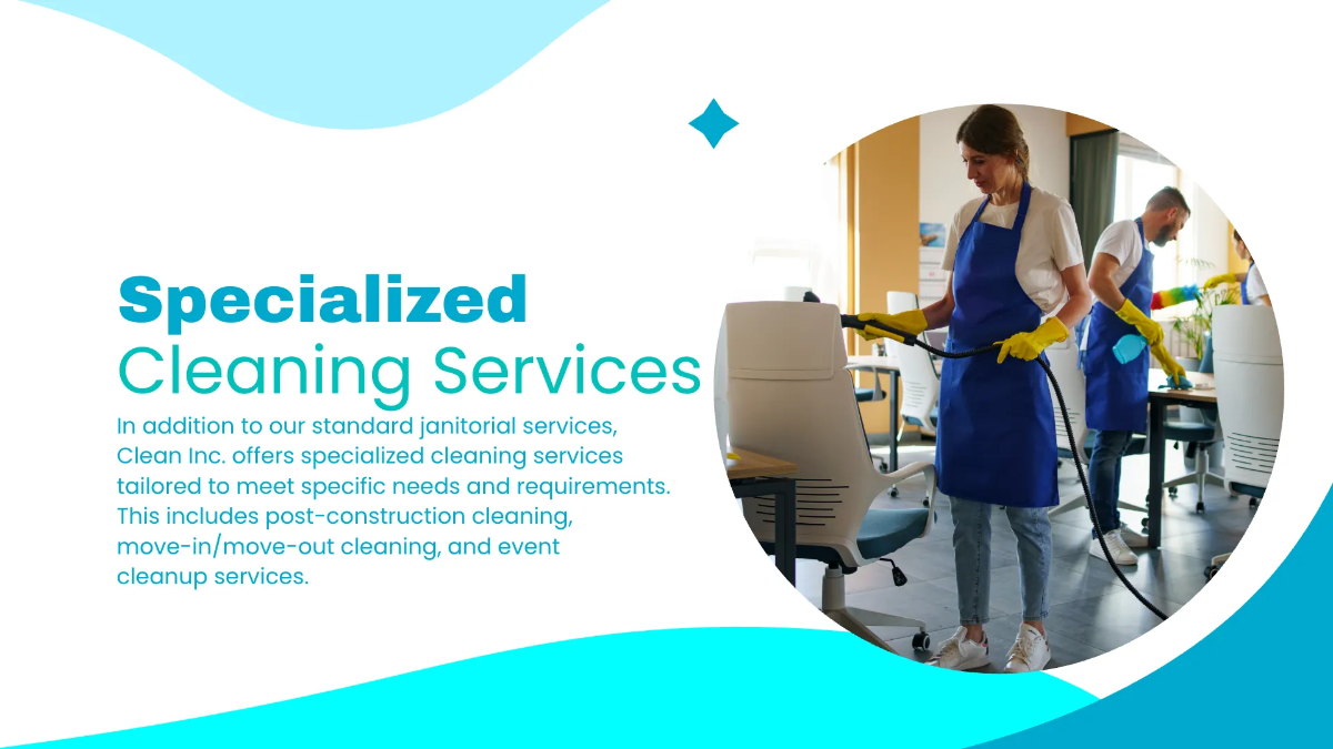 Free Janitorial Services for Offices and Buildings Presentation Template to Edit Online