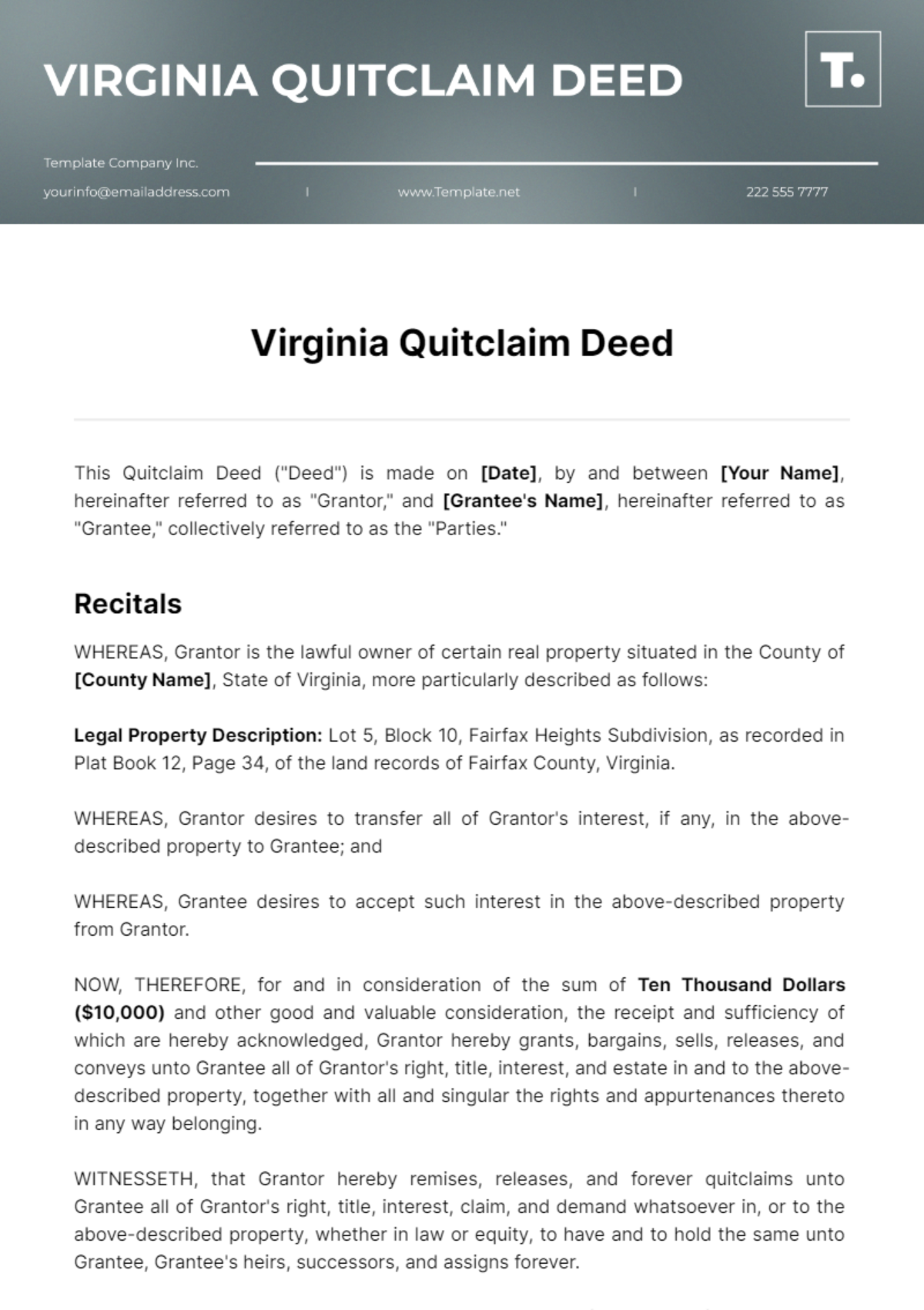 Virginia Quitclaim Deed Template - Edit Online & Download Example ...