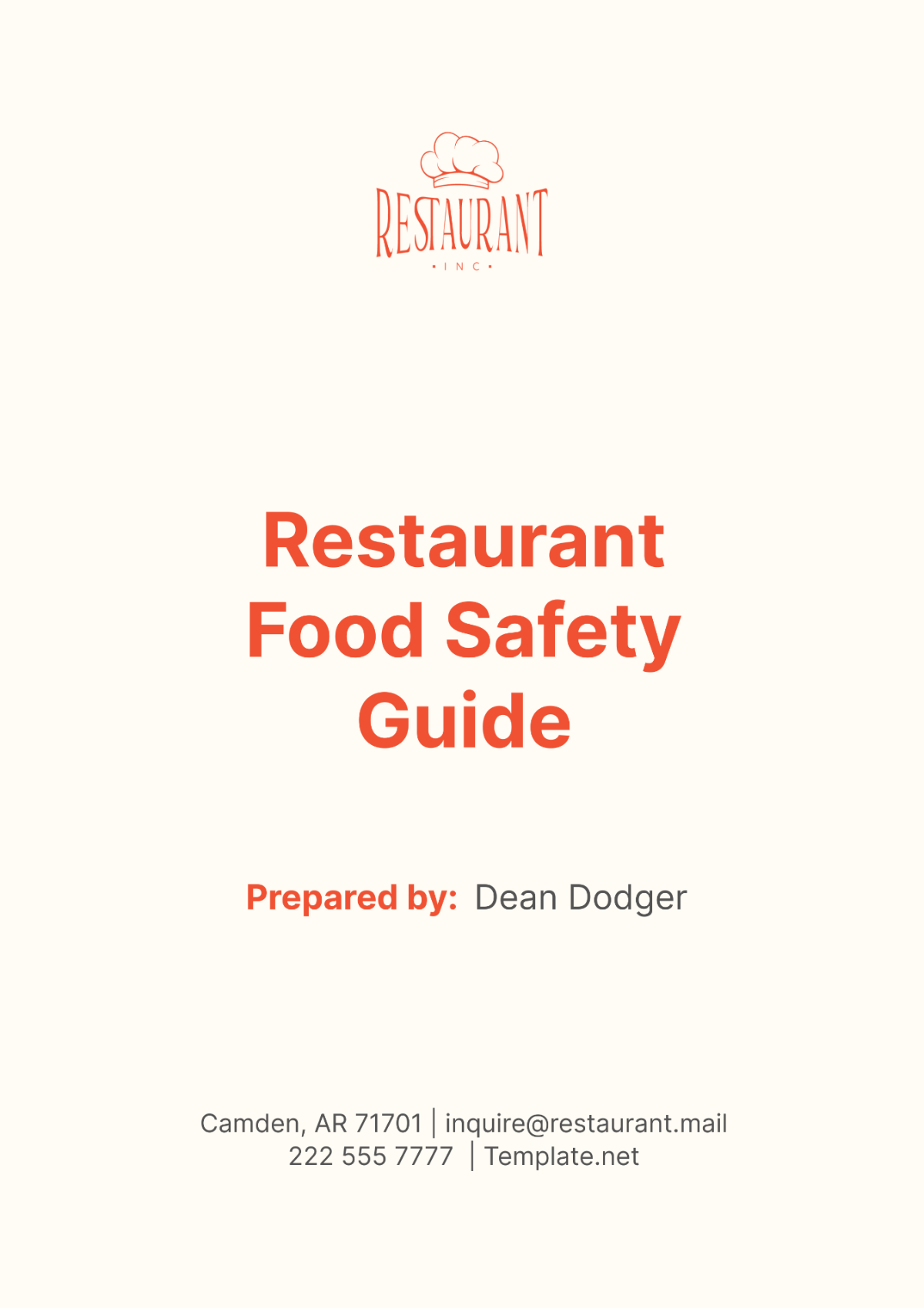 Restaurant Food Safety Guide Template - Edit Online & Download