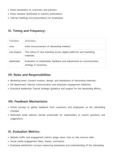 Free Rebranding Communication Plan Template to Edit Online