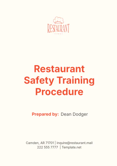 Free Restaurant Safety Training Procedure Template to Edit Online
