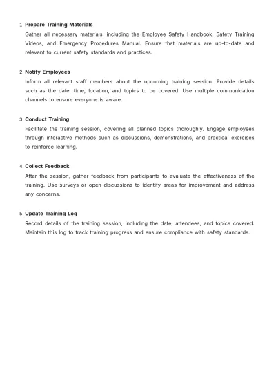 Free Restaurant Safety Training Procedure Template to Edit Online