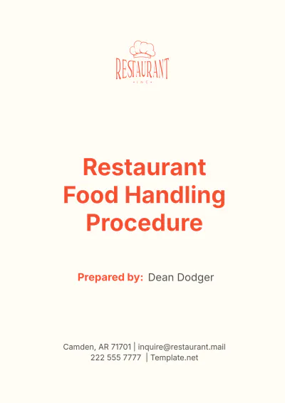 Free Restaurant Food Handling Procedure Template to Edit Online