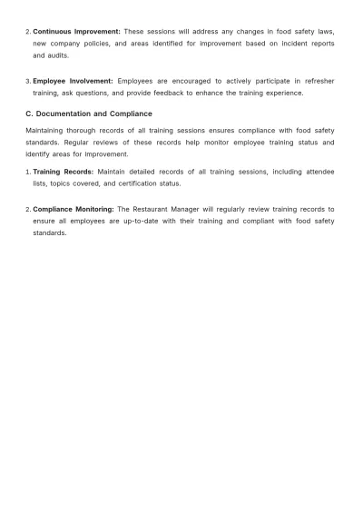 Free Restaurant Food Handling Procedure Template to Edit Online