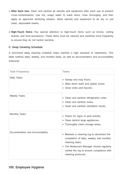 Free Restaurant Food Handling Procedure Template to Edit Online