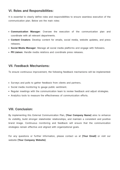 Free External Communication Plan Template to Edit Online