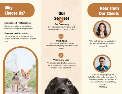 Free Pet Services Brochure Template to Edit Online