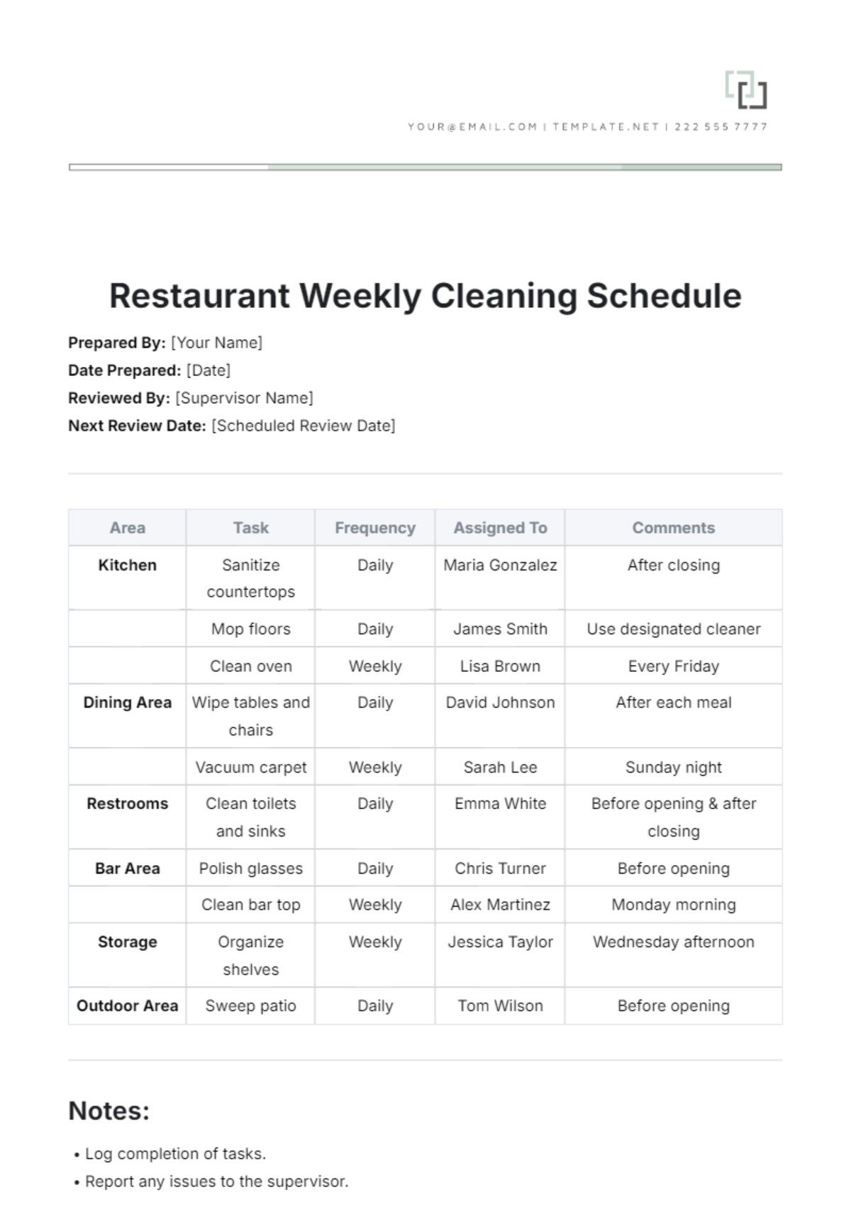 Free Fridge Cleaning Schedule Template To Edit Online