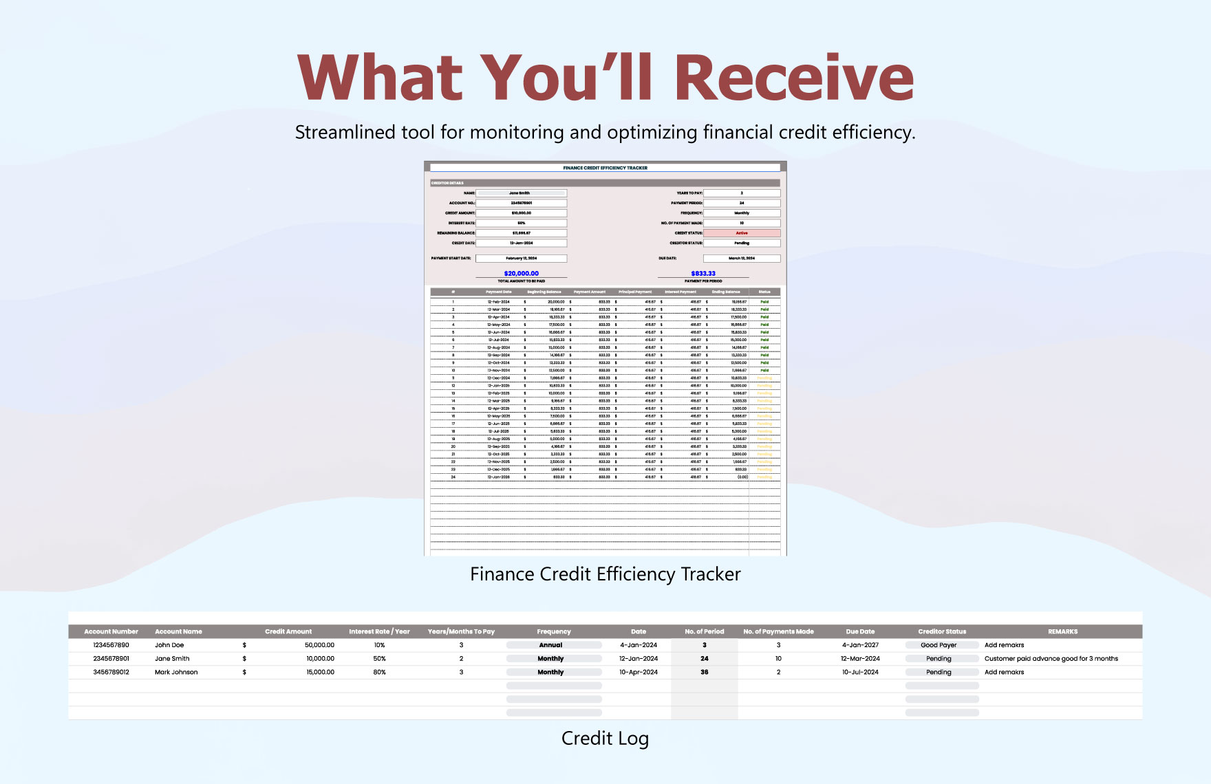 Finance Credit Efficiency Tracker Template