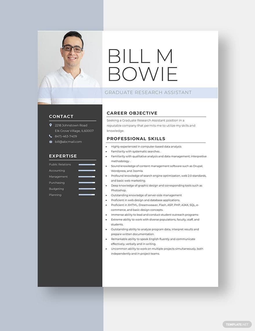 Graduate Research Assistant Resume Template