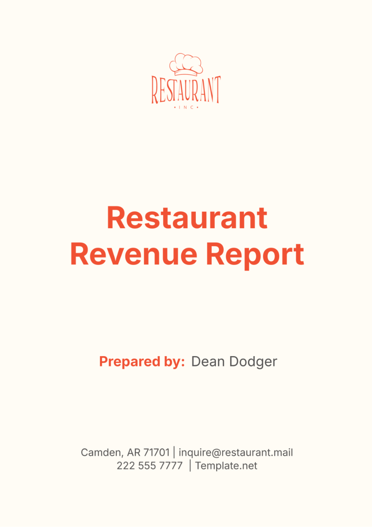 Restaurant Revenue Report Template - Edit Online & Download