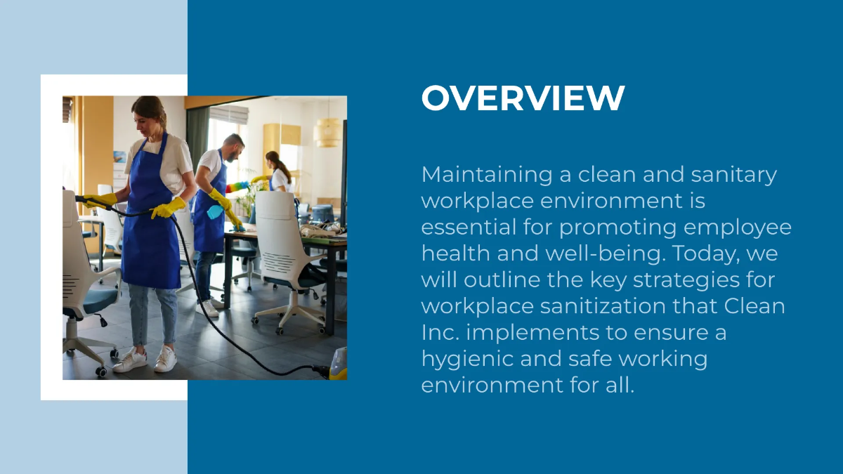 Free Workplace Sanitization Strategies Presentation Template to Edit Online