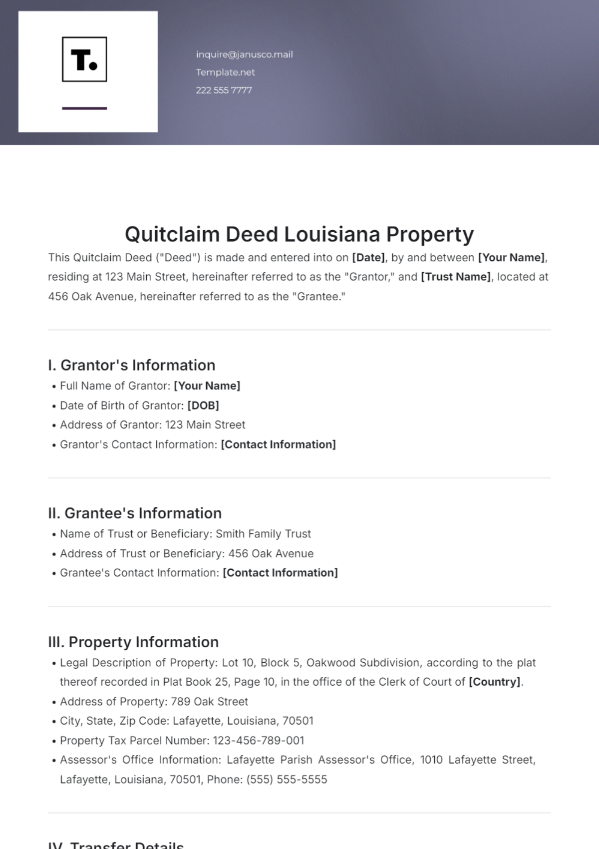 Quitclaim Deed Louisiana Property Template - Edit Online & Download