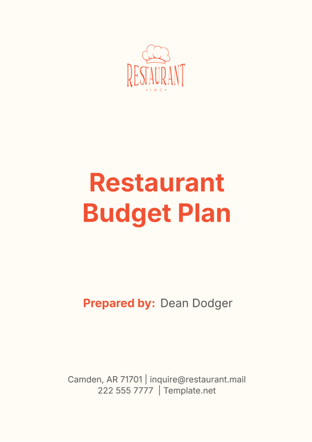 Restaurant Budget Plan Template - Edit Online & Download