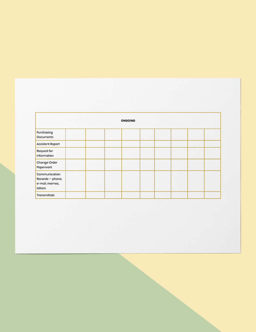 Construction Project Tracking Template