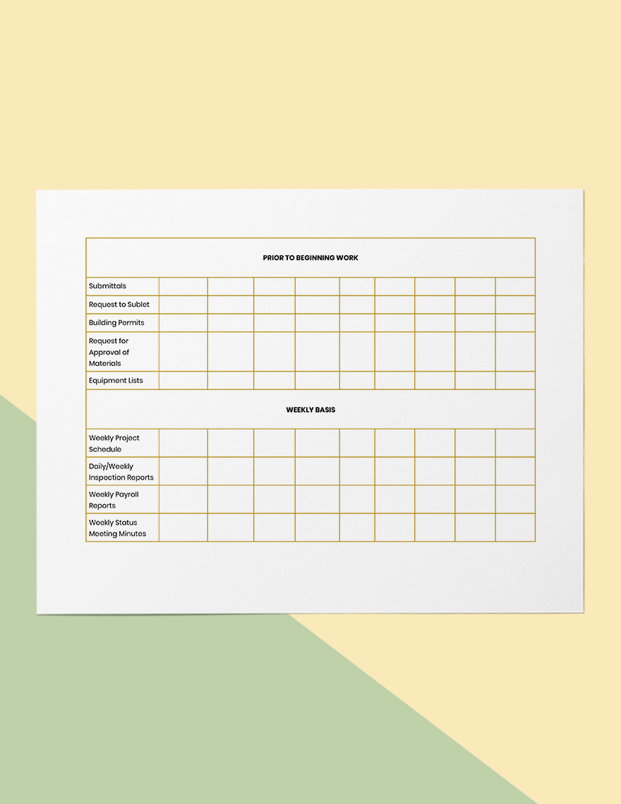 Construction Project Tracking Template