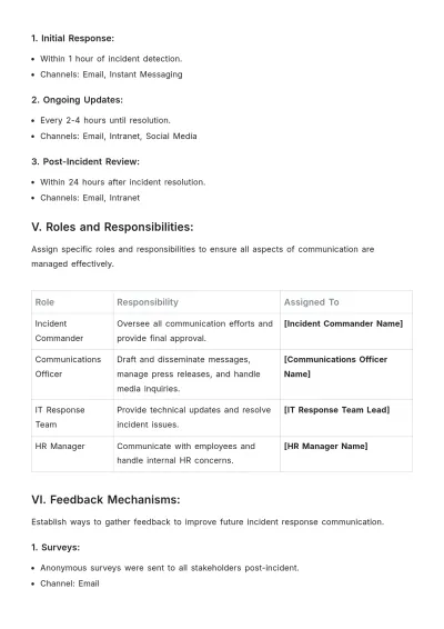 Free Incident Response Communication Plan Template to Edit Online