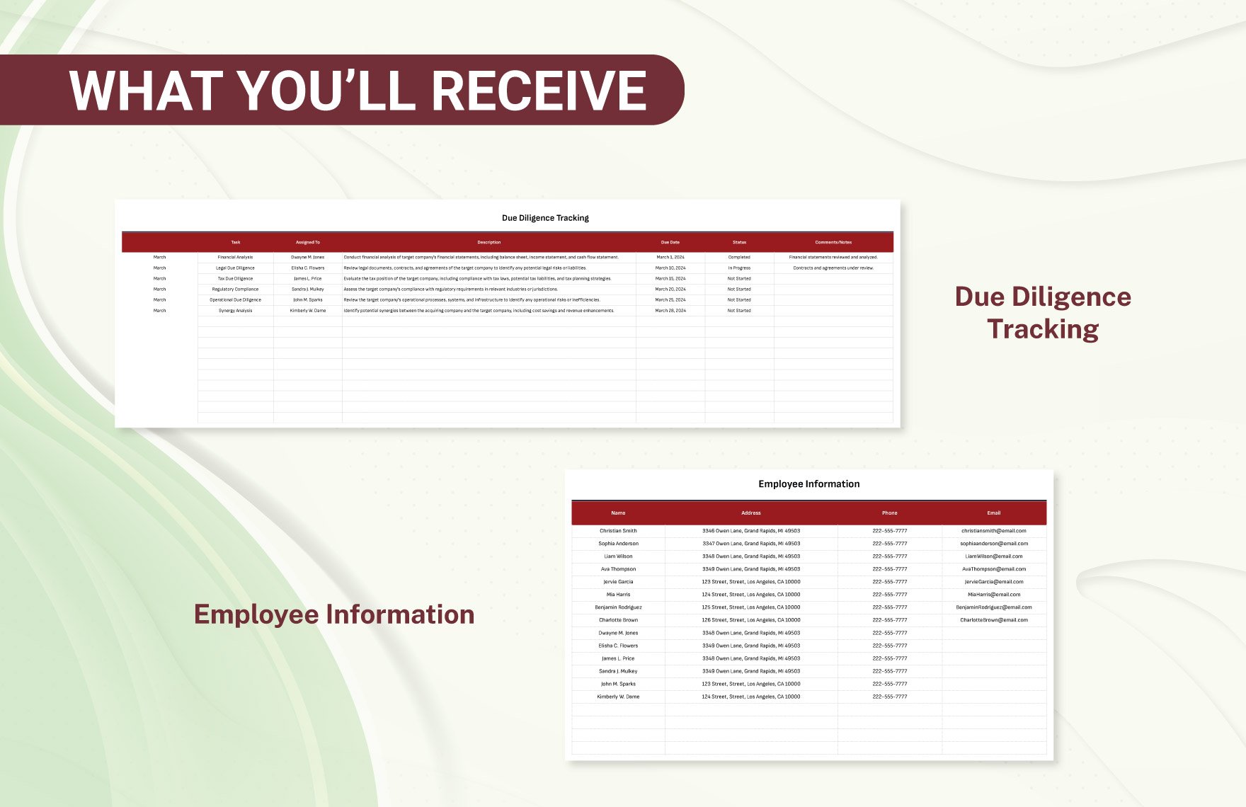 Finance Mergers & Acquisitions Due Diligence Tracking Template