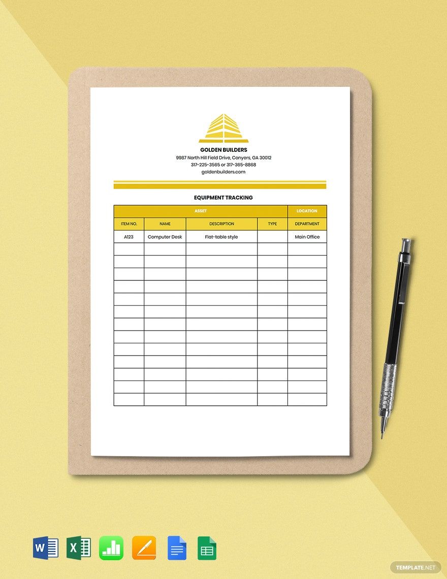 Construction Equipment Tracking Template